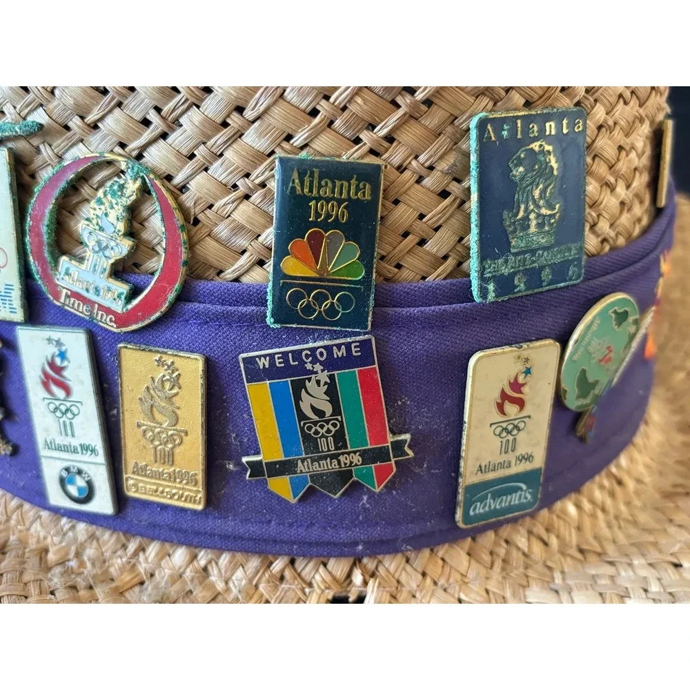 1996 Atlanta Olympics Commemorative Hat with 10+ Collector Pins